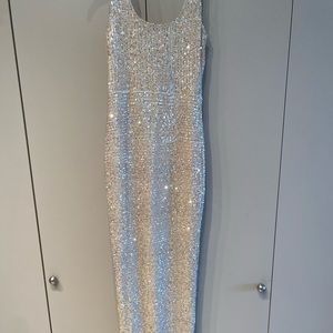 COPY - Silver Sequins gown with nude undertone